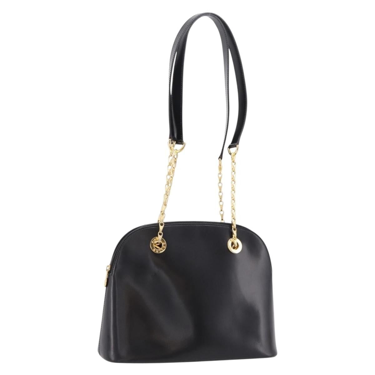 Celine Shoulder Leather Black Leather Shoulder Bag Bag (Pre-Owned)