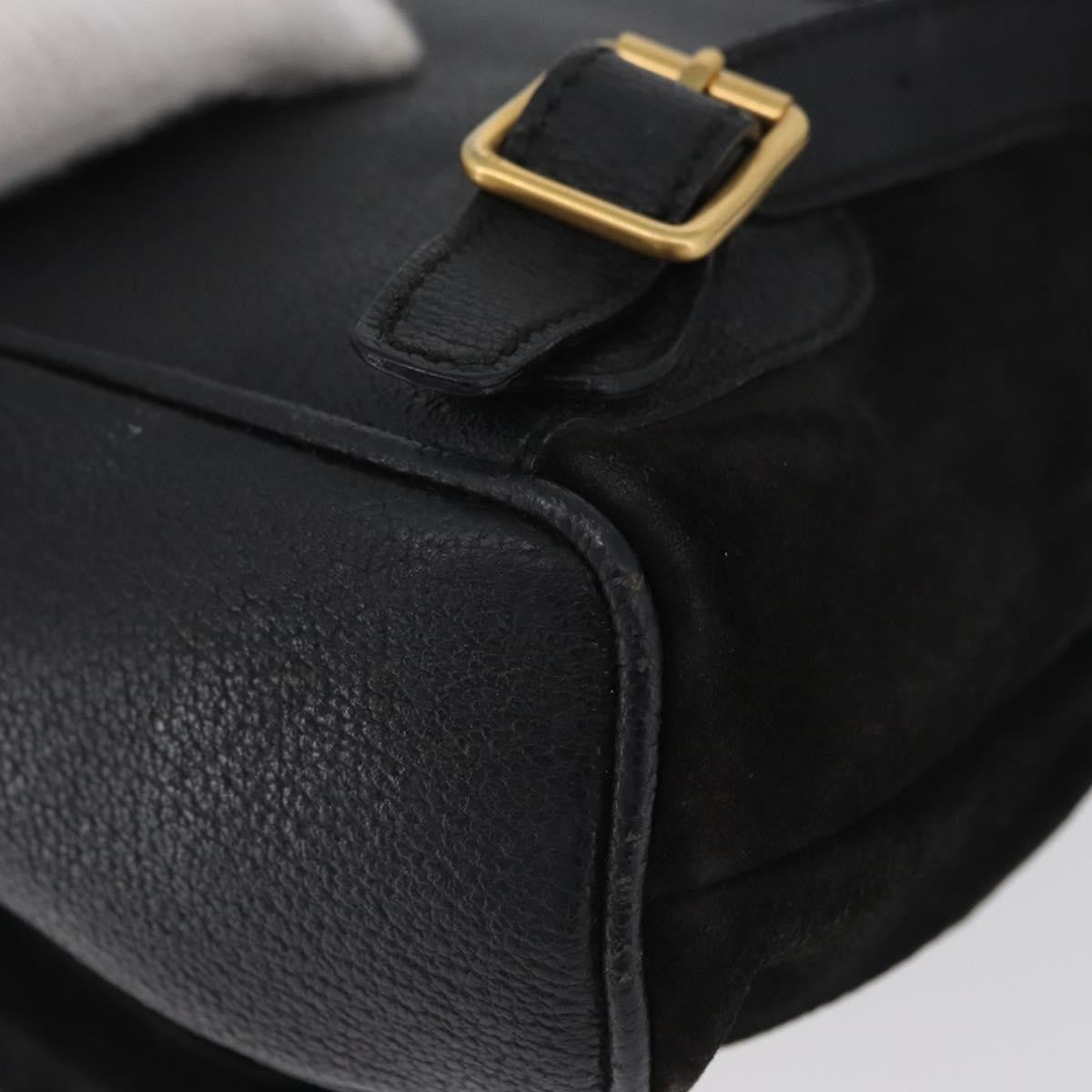 Gucci Gucci Bamboo Daim Black Suede Backpack Bag (Pre-Owned)