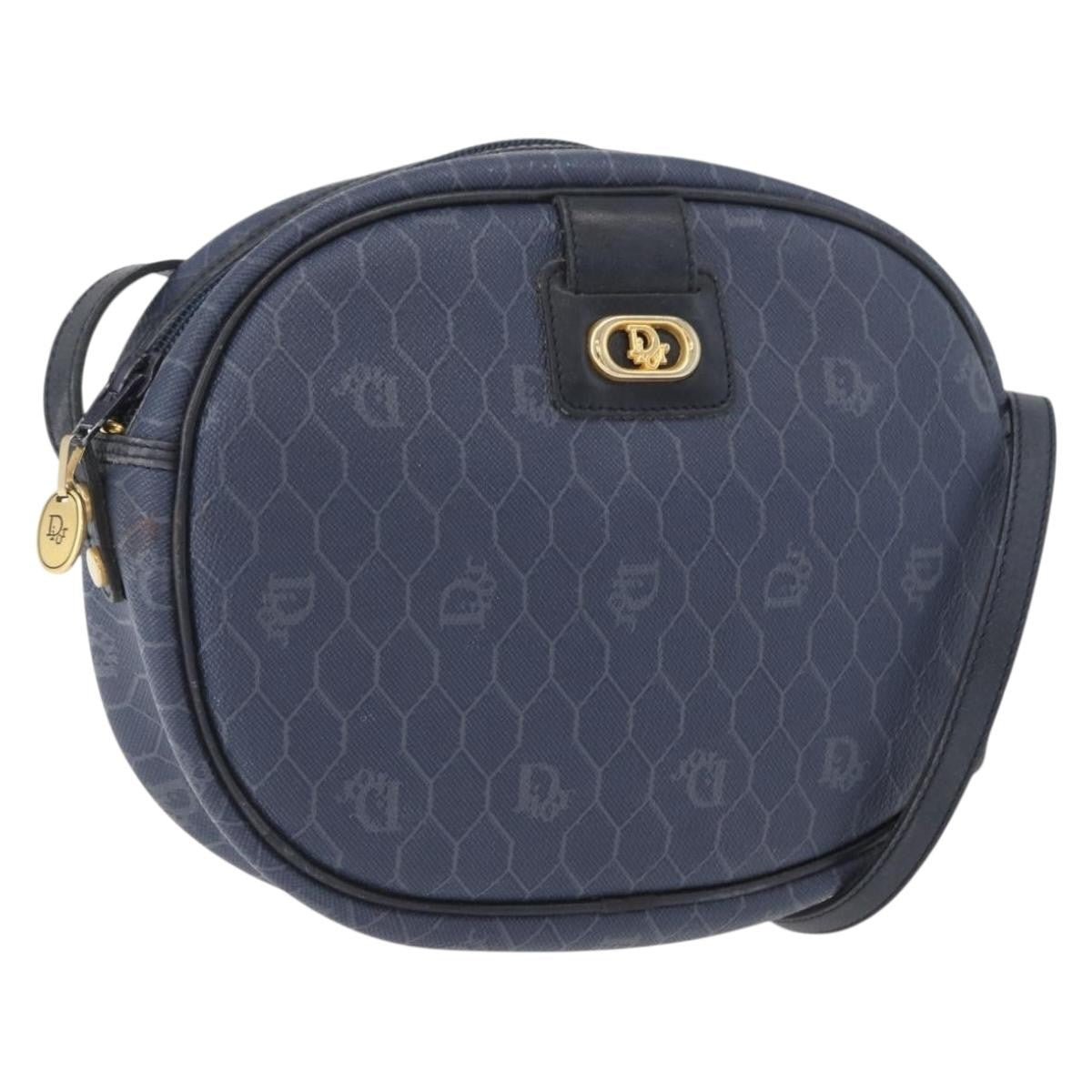 Christian Dior Vintage Honeycomb Canvas Navy Canvas Shoulder Bag Bag (Pre-Owned)