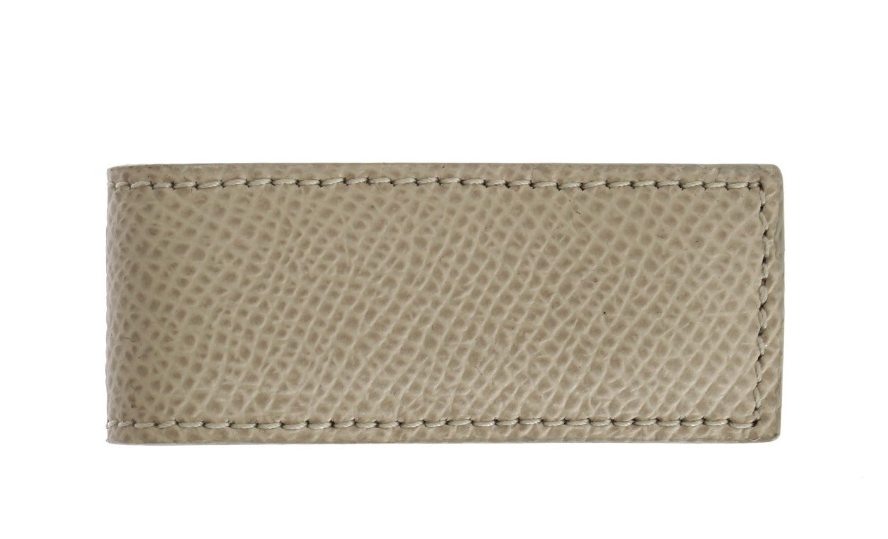 Dolce & Gabbana Beige Leather Magnet Money Men's Clip