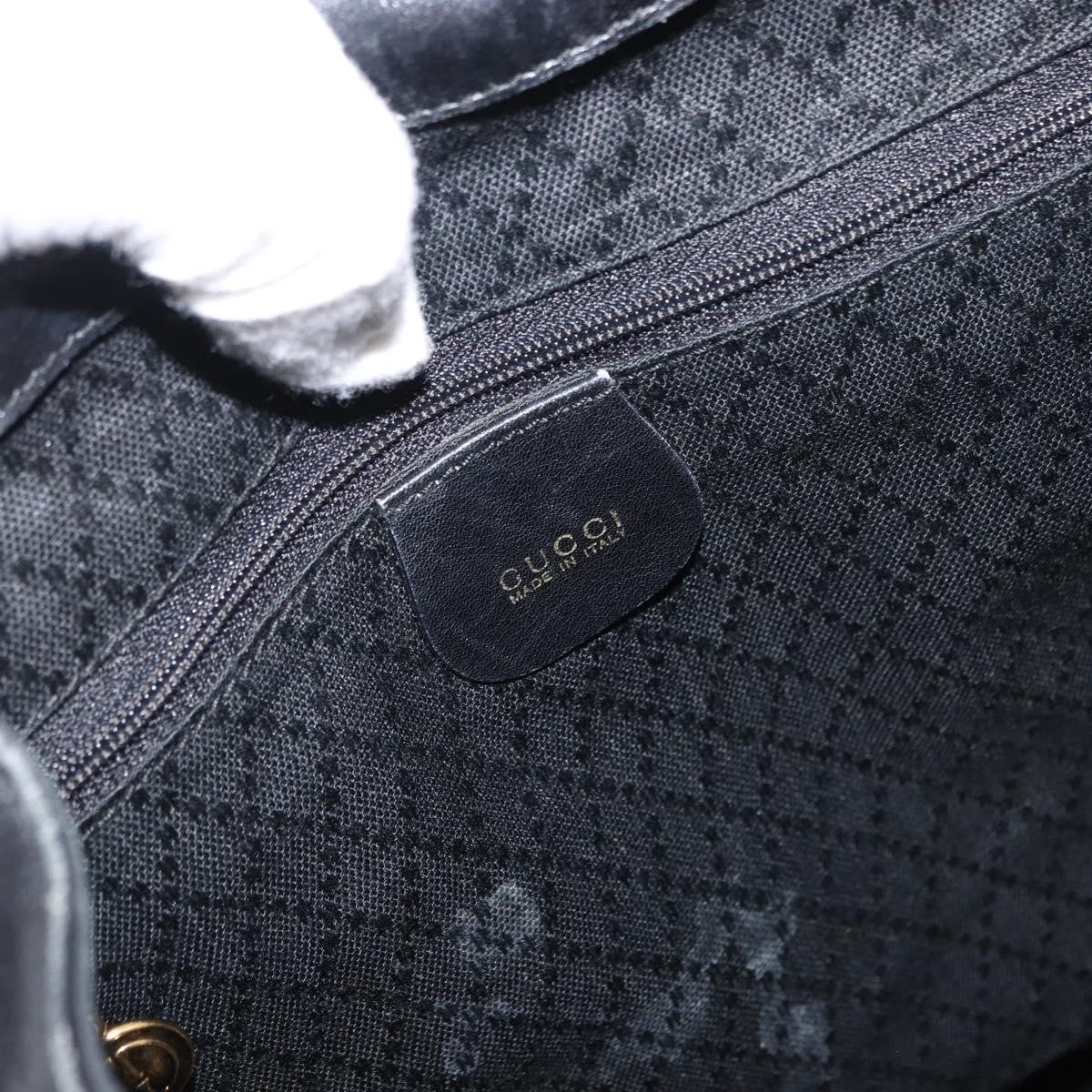 Gucci Vintage Bamboo Leather Black Leather Backpack Bag (Pre-Owned)
