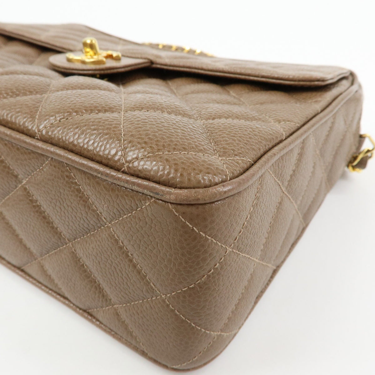 Chanel Vintage Front Pocket Camera Quilted Caviar Brown Leather Handbag (Pre-Owned)