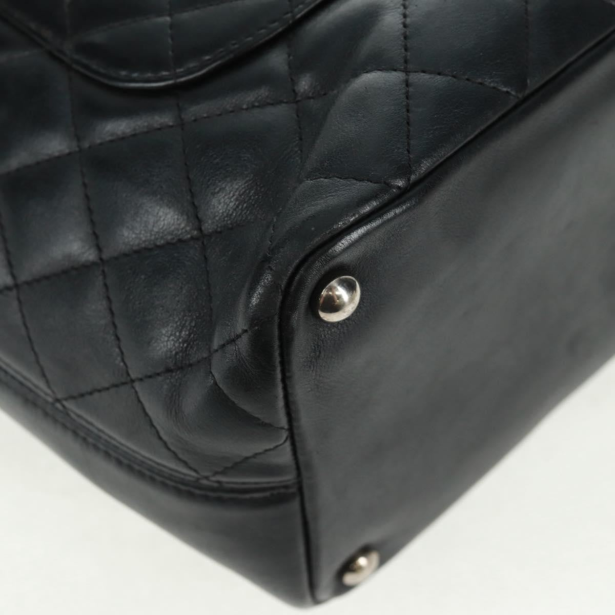 Chanel Cambon Tote Quilted Leather Black Leather Tote Bag Bag (Pre-Owned)
