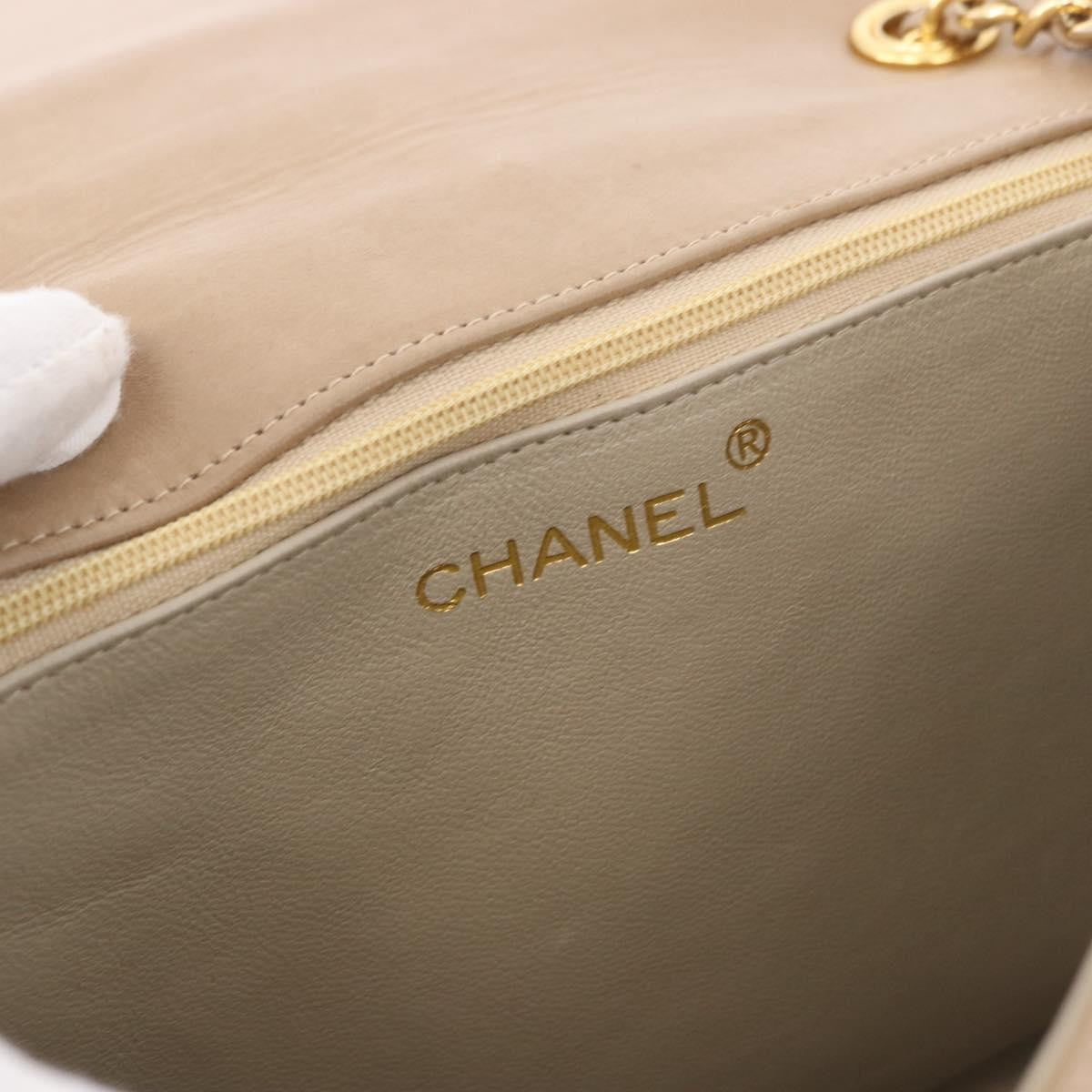 Chanel Flap Chain Leather Beige Leather Shoulder Bag Bag (Pre-Owned)