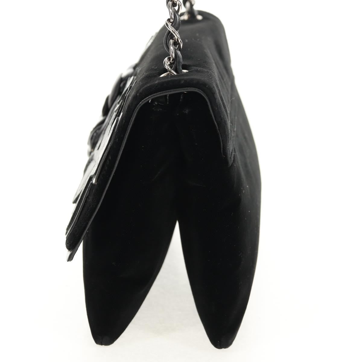 Chanel Camellia No.5 Chain Flap Velvet Black Velvet Shoulder Bag Bag (Pre-Owned)