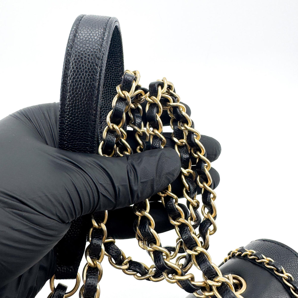 Chanel Flap With Chain Leather Black Calfskin Handbag (Pre-Owned)