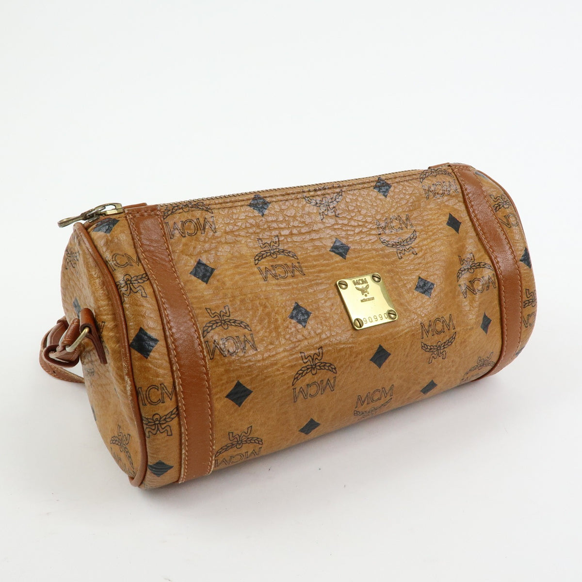 MCM Visetos Leather Brown Leather Shoulder Bag Bag (Pre-Owned)