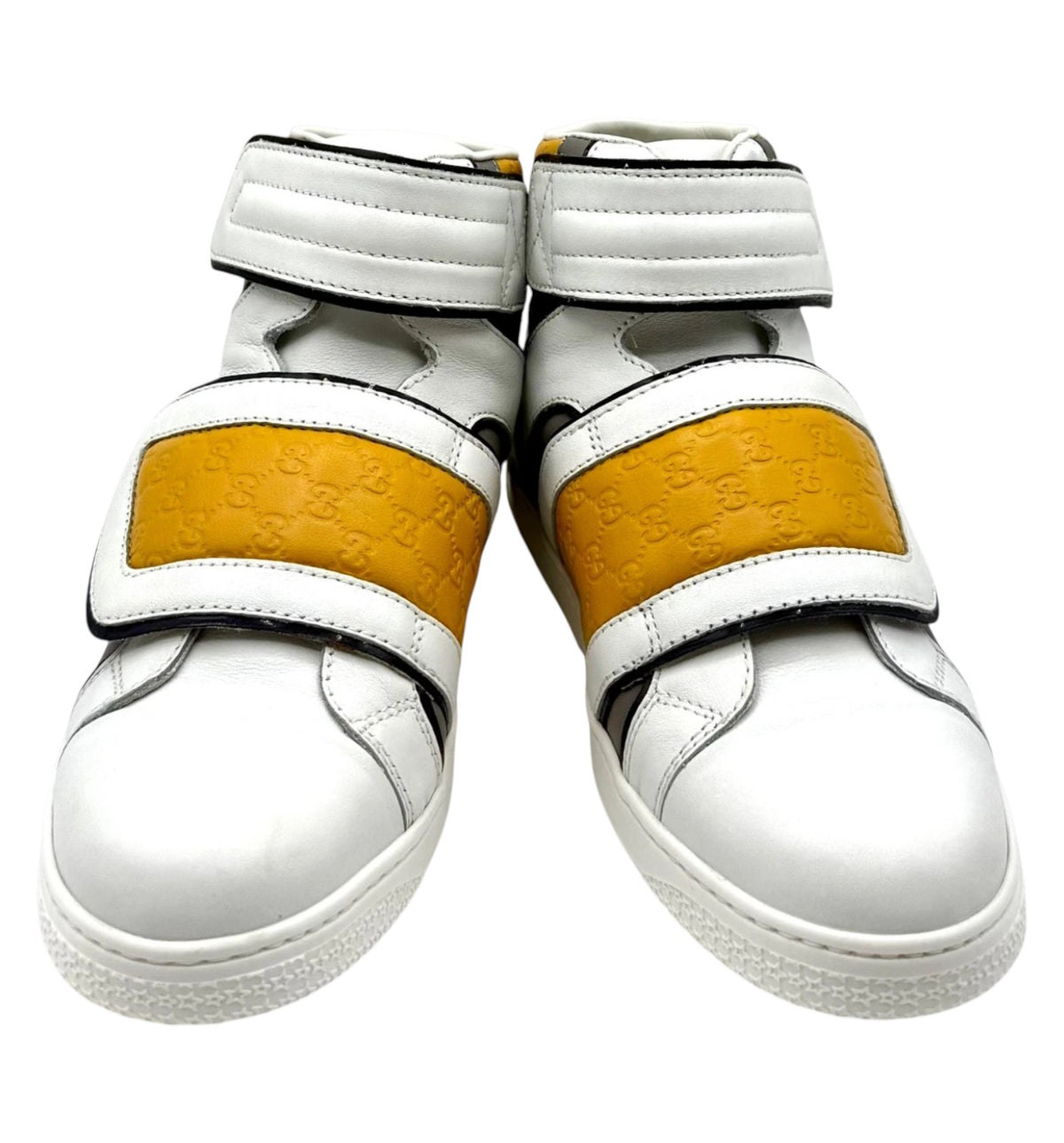 Gucci Kids White Yellow Leather Coda Pop High-top Sneaker 29/US 12