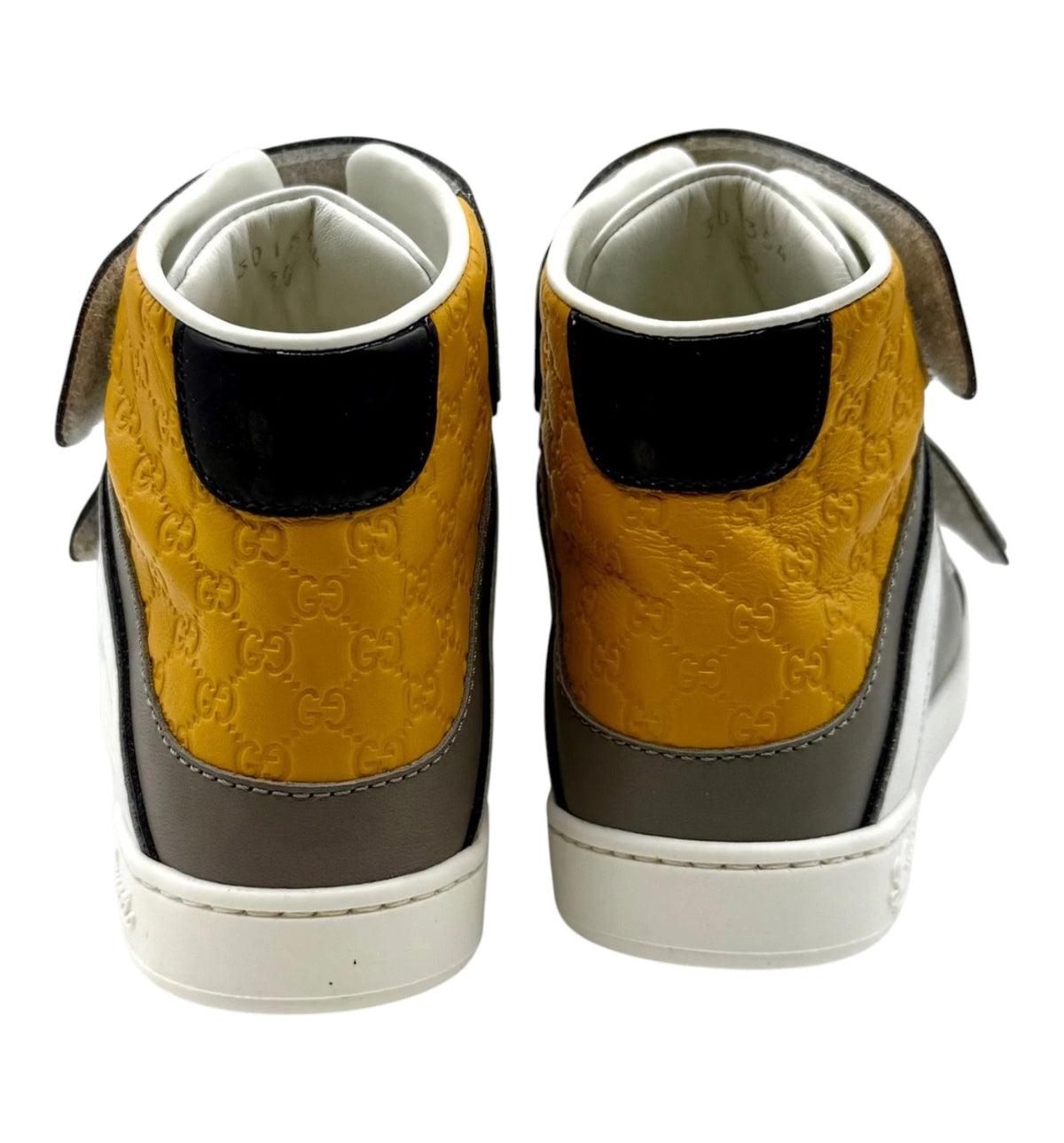 Gucci Kids White Yellow Leather Coda Pop High-top Sneaker 29/US 12
