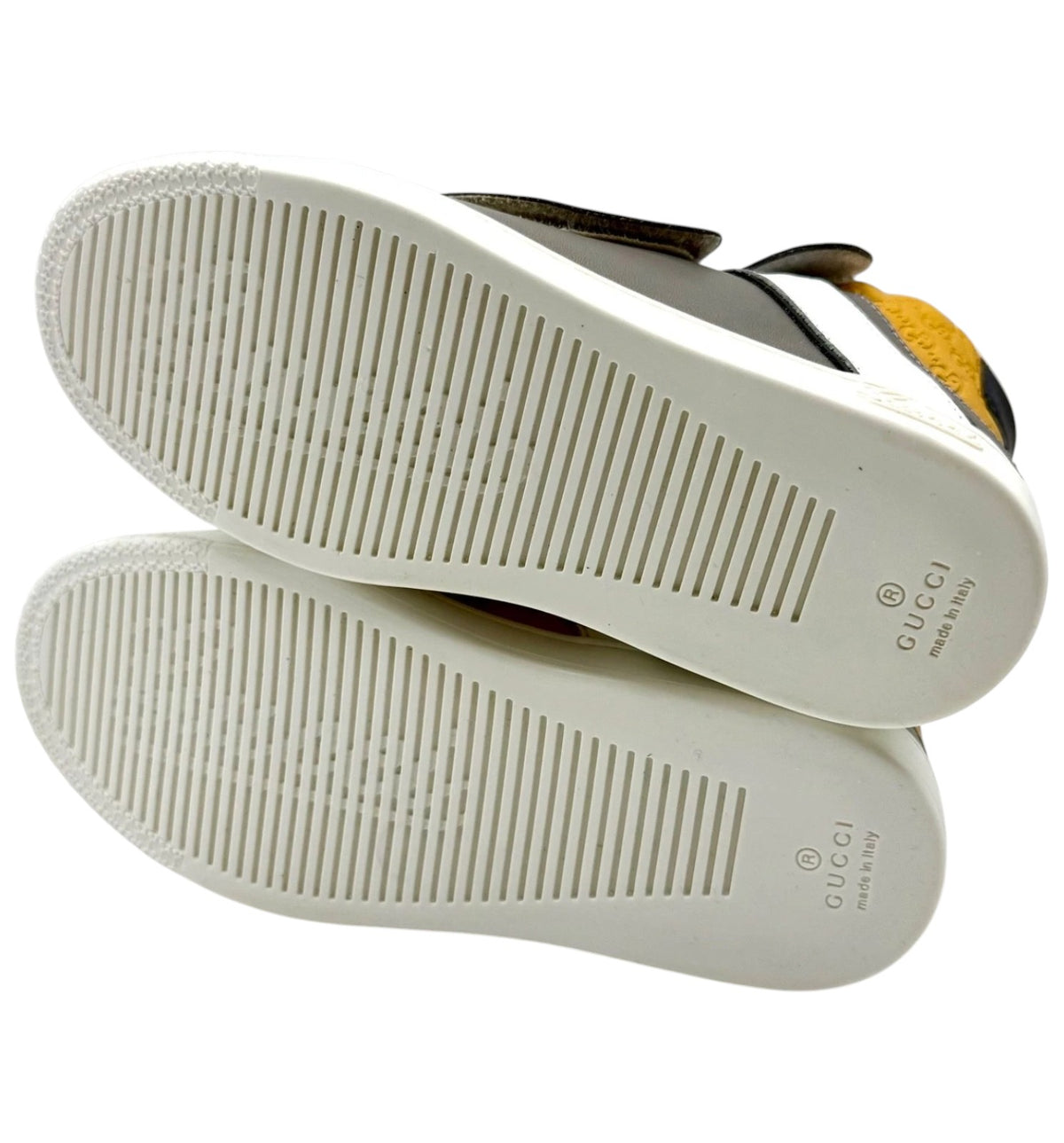 Gucci Kids White Yellow Leather Coda Pop High-top Sneaker 29/US 12