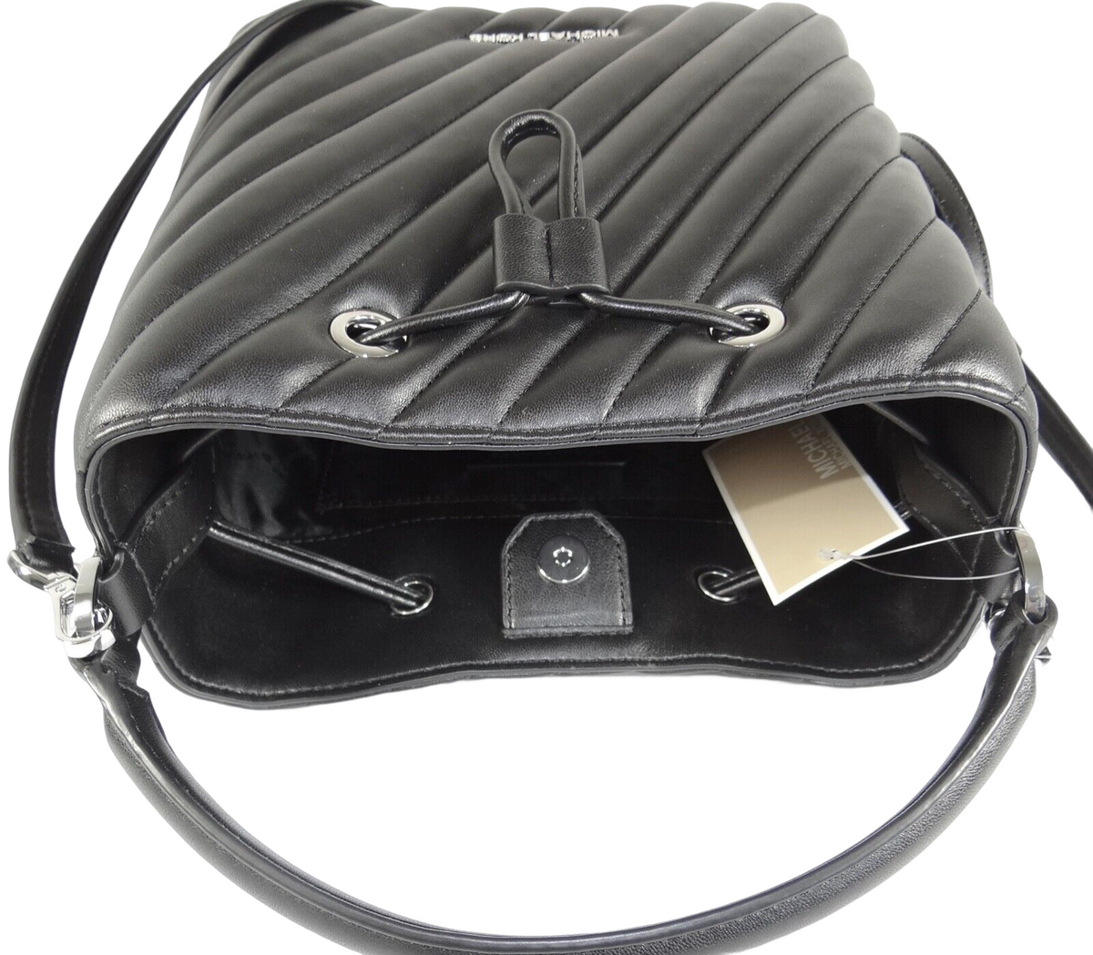 Michael Kors Suri Medium Bucket Crossbody Quilted Vegan Faux Leather Bag