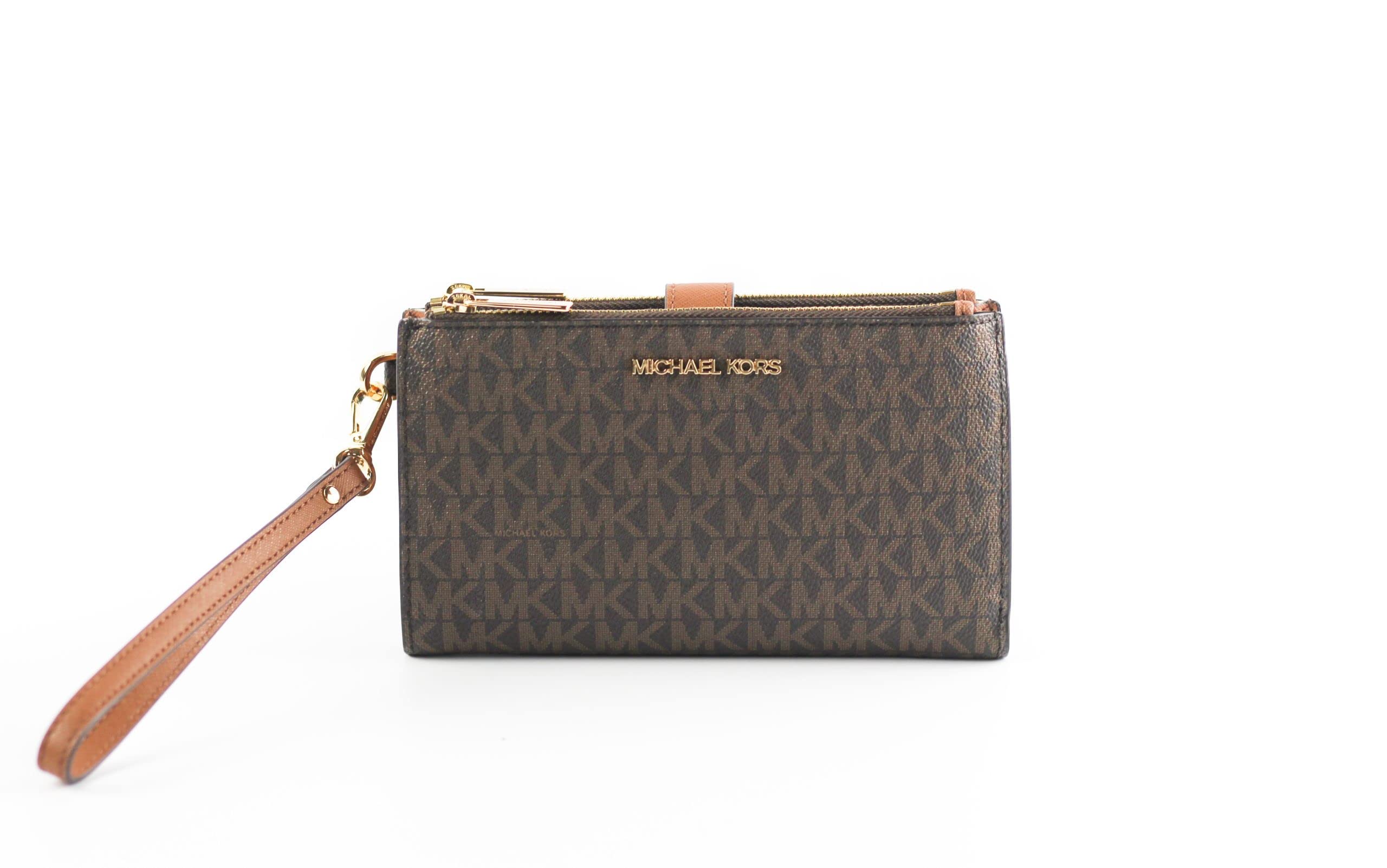 Michael Kors Women's Jet Set Travel MK Signature Double Zip Wristlet Wallet