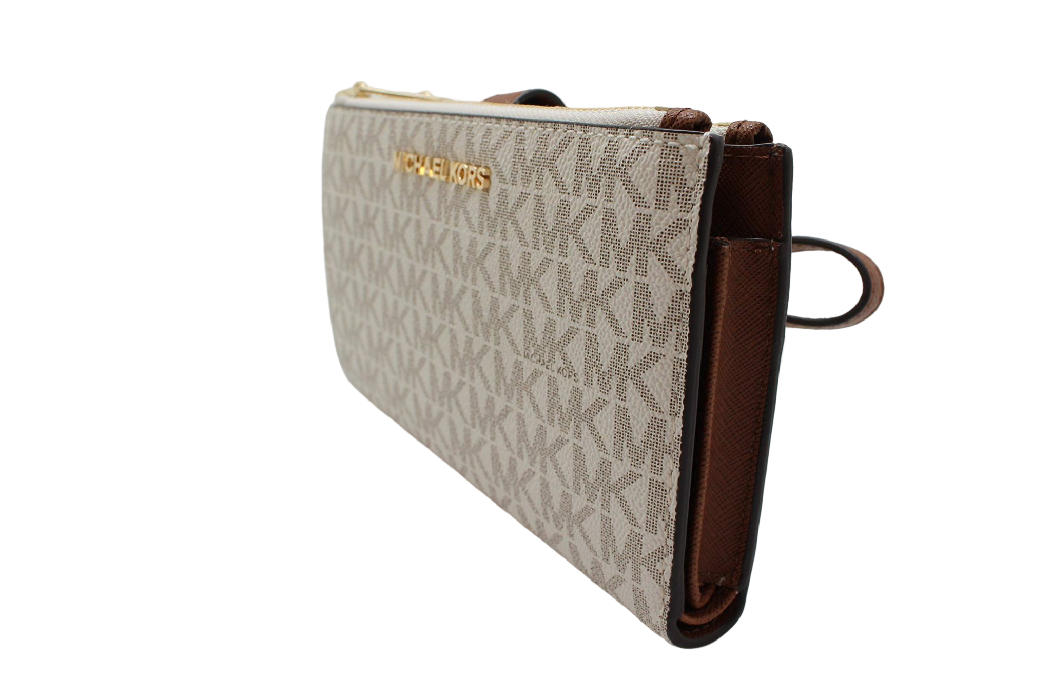 Michael Kors Women's Jet Set Travel MK Signature Double Zip Wristlet Wallet