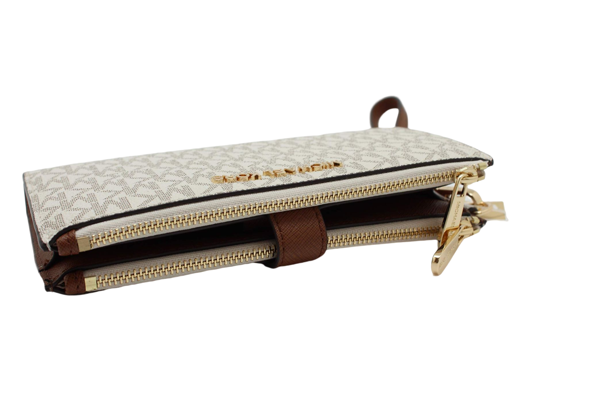 Michael Kors Women's Jet Set Travel MK Signature Double Zip Wristlet Wallet