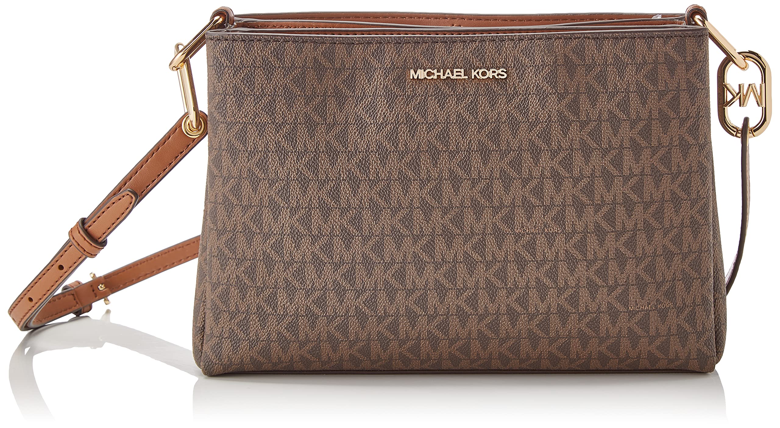 Michael Kors Women's Trisha Triple Compartment Signature Logo Crossbod