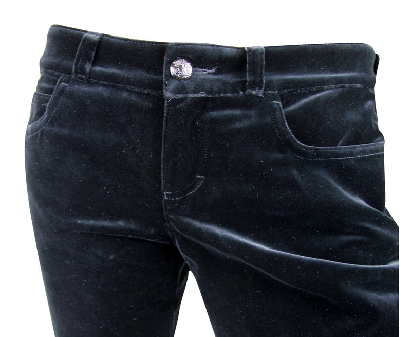Gucci Women's Skinny Legging Black Cotton Elastane Velvet Pants With Logo (42)