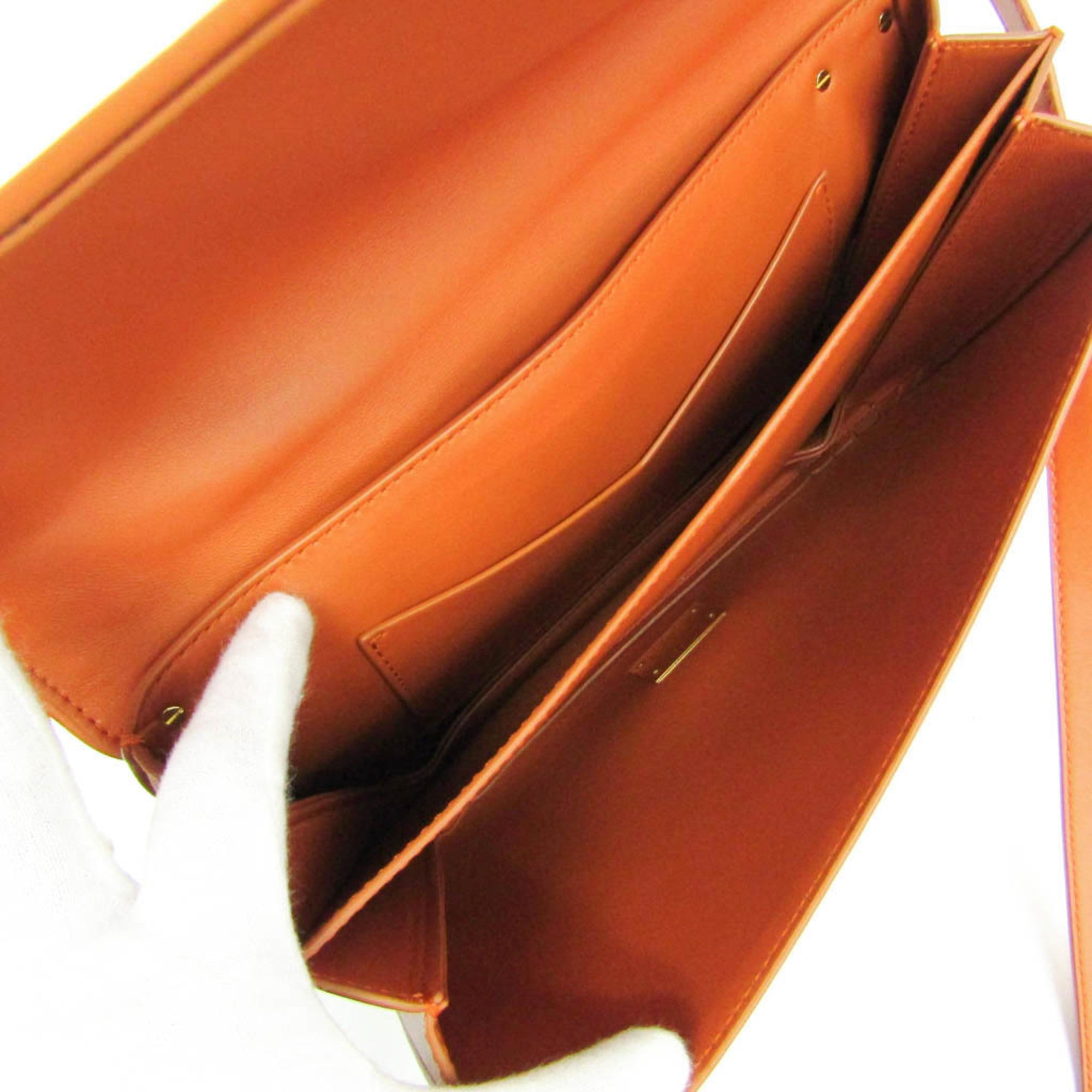 Bottega Veneta Mount Leather Orange Leather Shoulder Bag Bag (Pre-Owned)