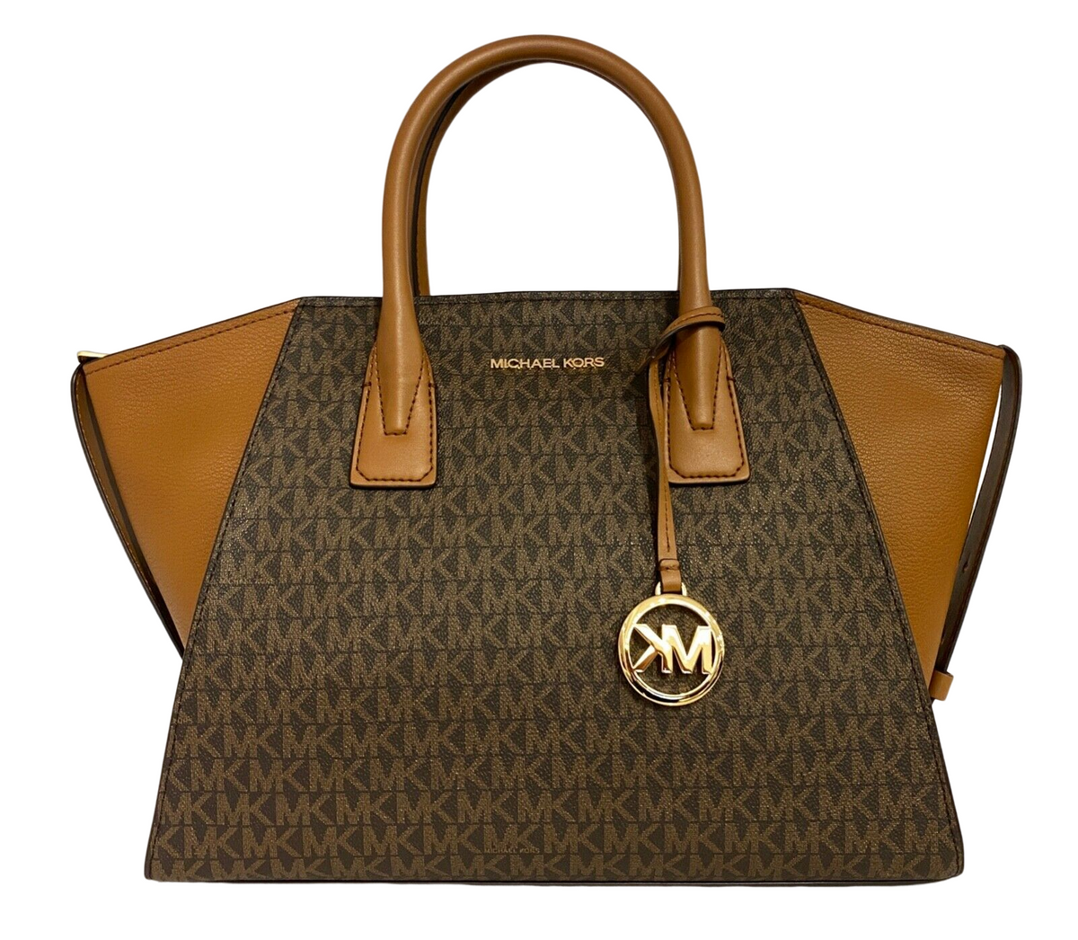 Michael Kors Women's Avril Top Zip Leather MK Signature Satchel Bag