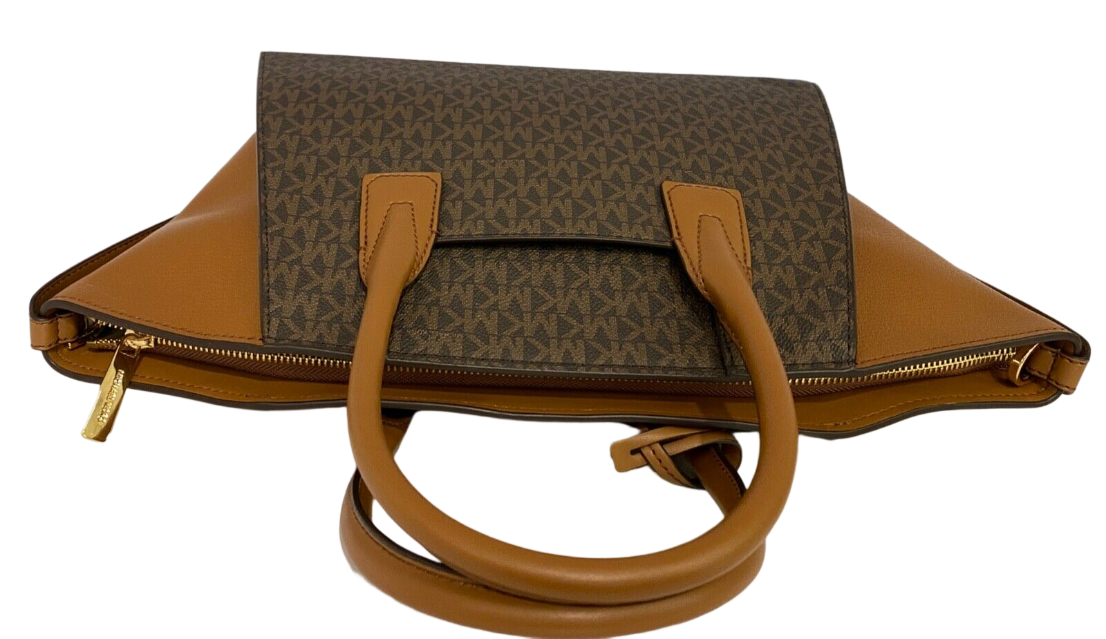 Michael Kors Women's Avril Top Zip Leather MK Signature Satchel Bag