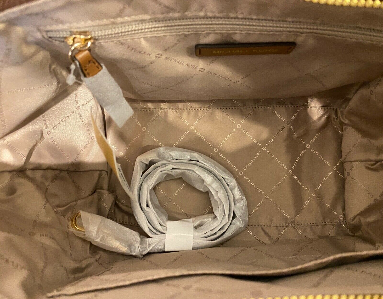 Michael Kors Women's Avril Top Zip Leather MK Signature Satchel Bag