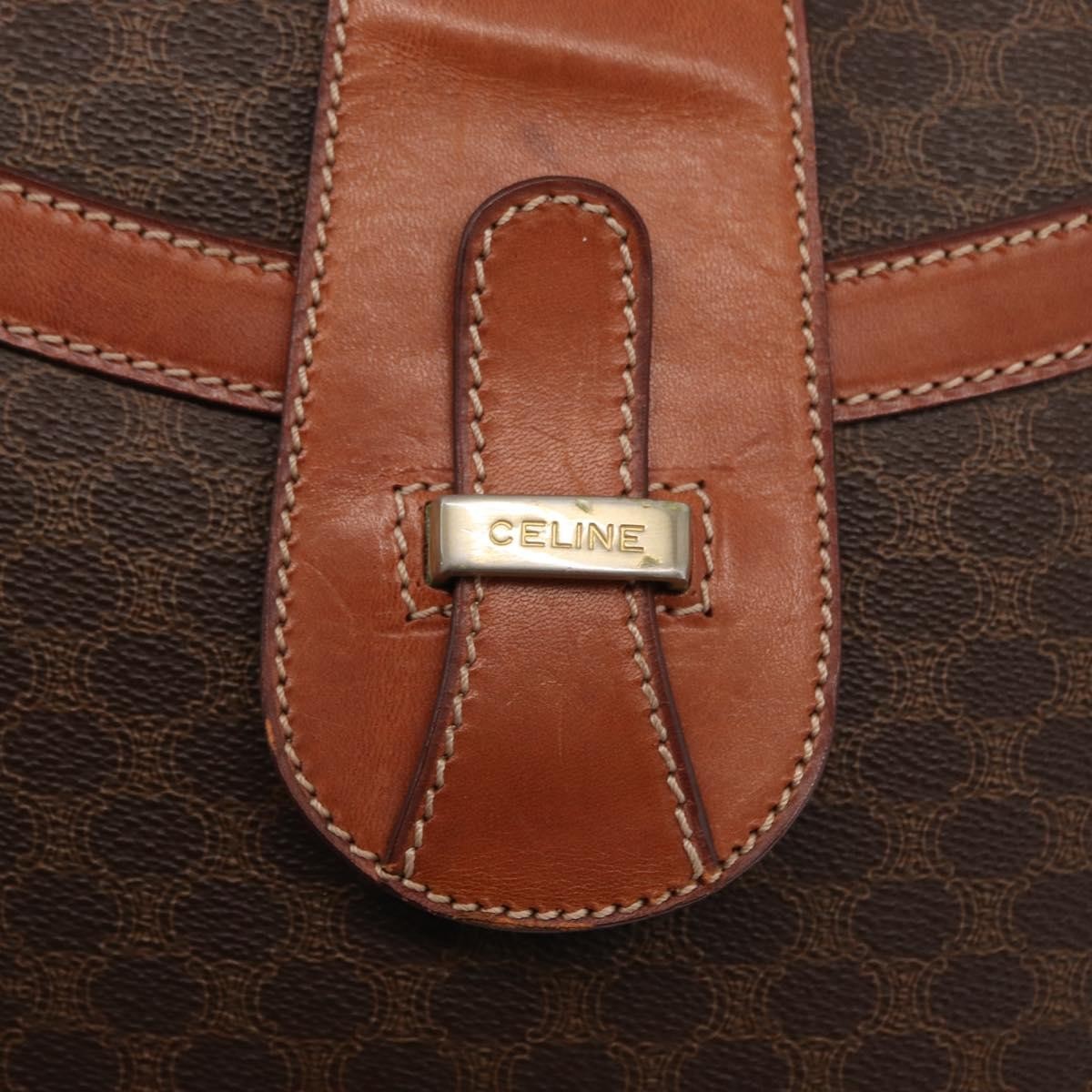 Celine Vintage Macadam Canvas And Leather Brown Canvas Shoulder Bag Bag (Pre-Owned)