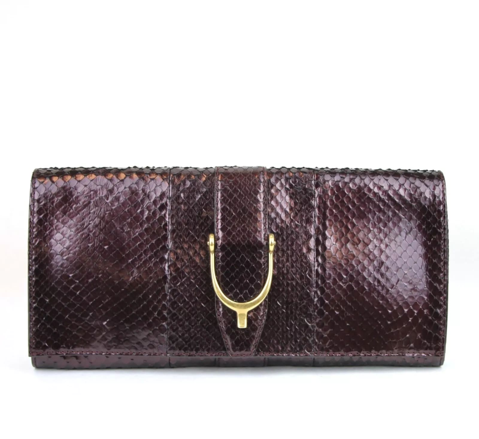Gucci Python Soft Stirrup Large Clutch Bag