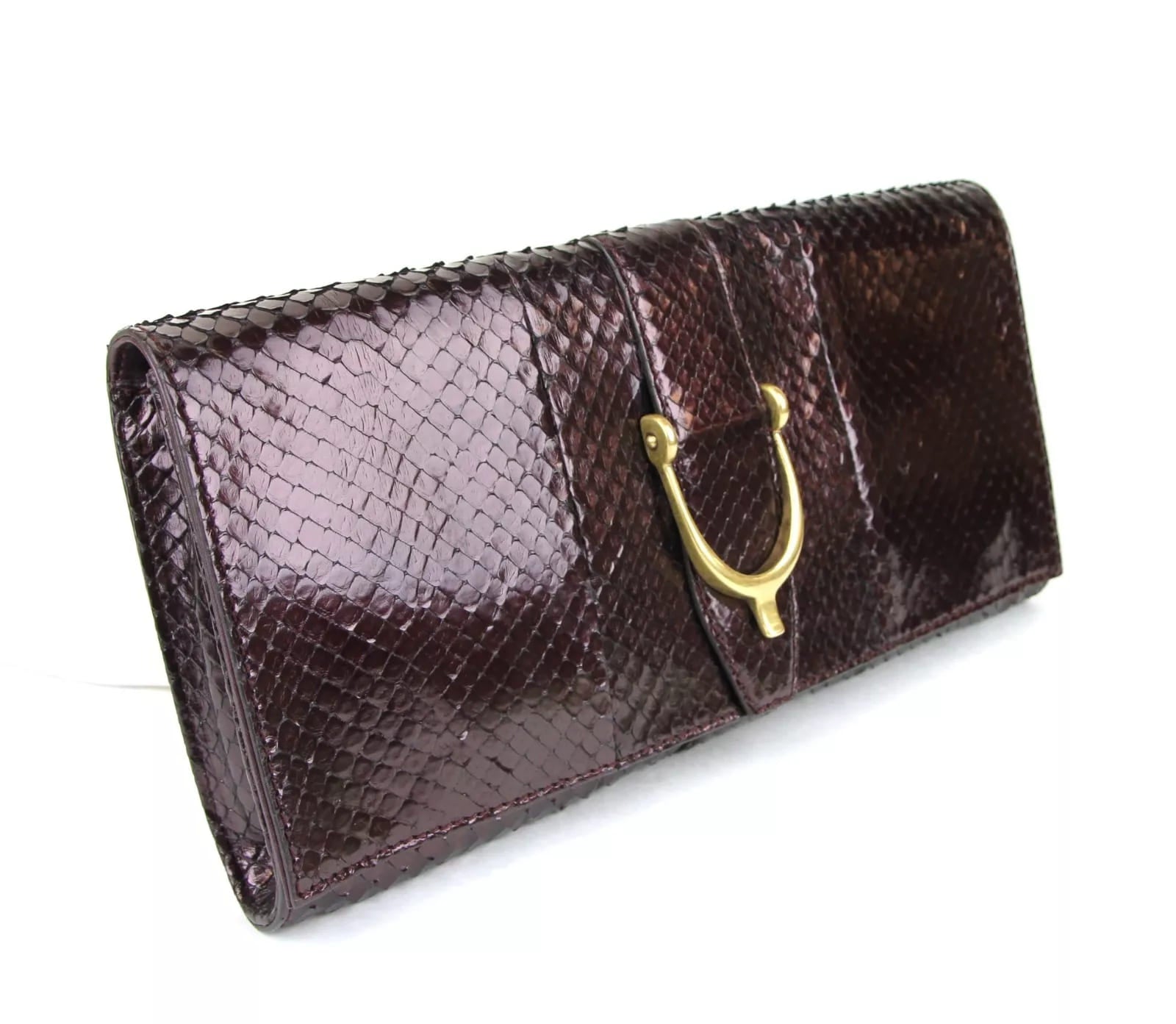 Gucci Python Soft Stirrup Large Clutch Bag
