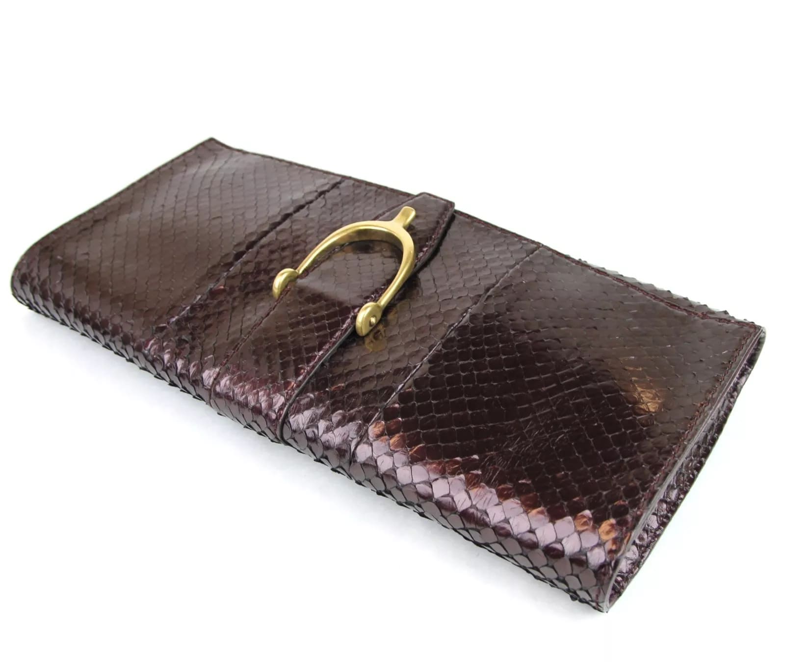 Gucci Python Soft Stirrup Large Clutch Bag