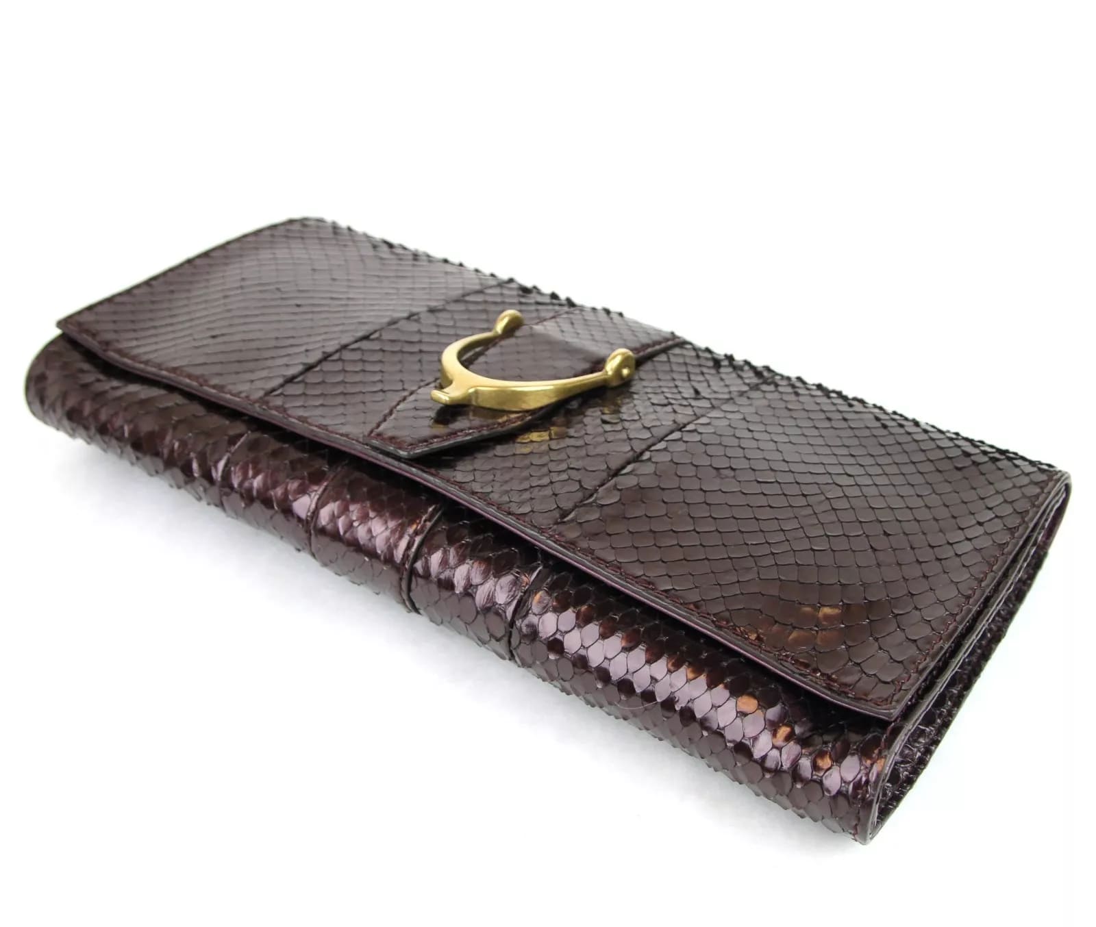 Gucci Python Soft Stirrup Large Clutch Bag