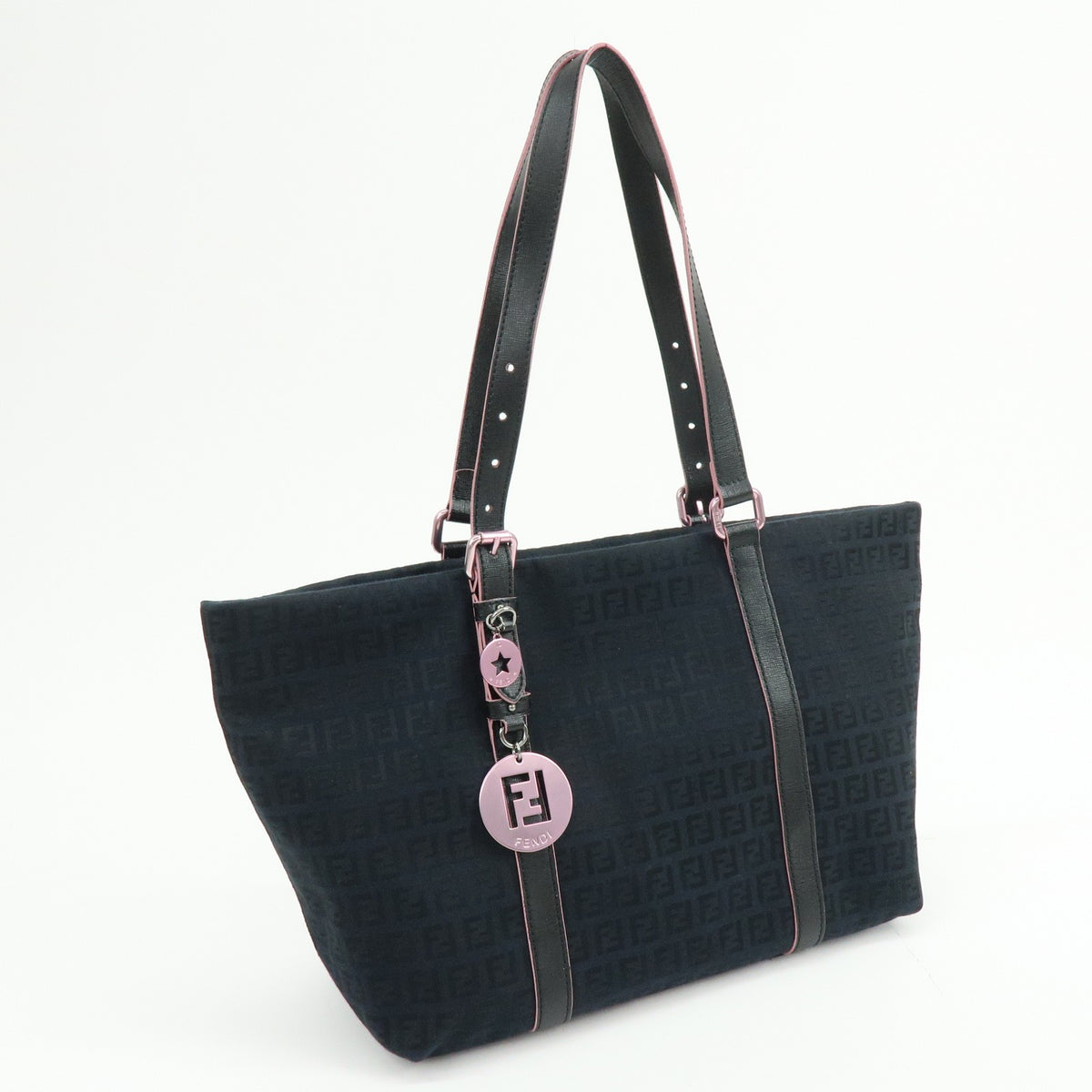 Fendi Superstar Zucchino Canvas Black Canvas Tote Bag Bag (Pre-Owned)