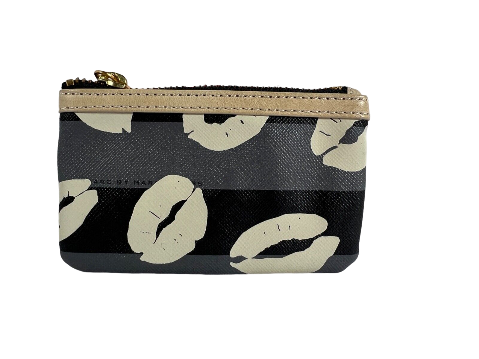 Marc Jacobs Kisses Printed Gunmetal Multi Coin Purse, Keychain Key FOB