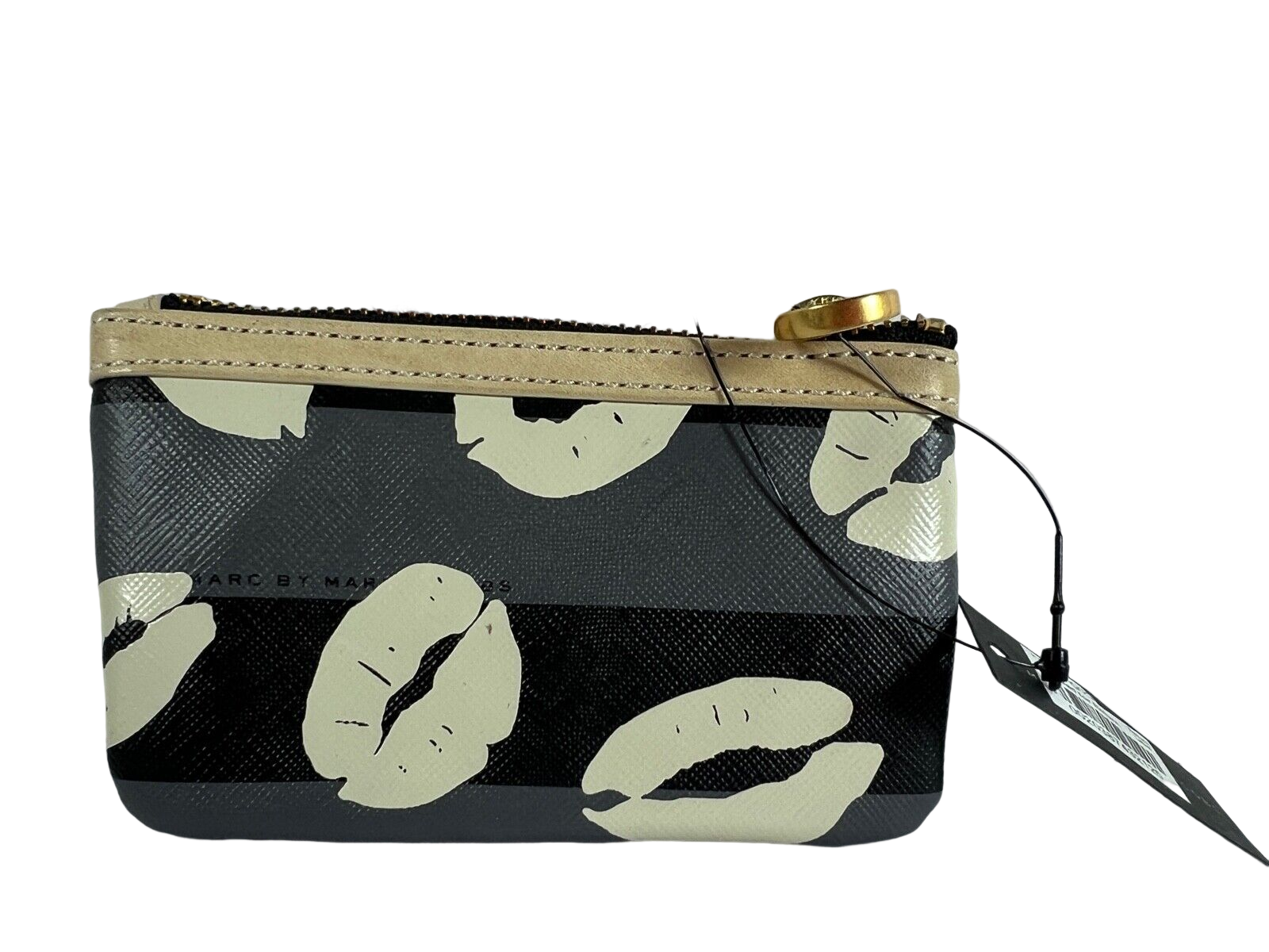 Marc Jacobs Kisses Printed Gunmetal Multi Coin Purse, Keychain Key FOB