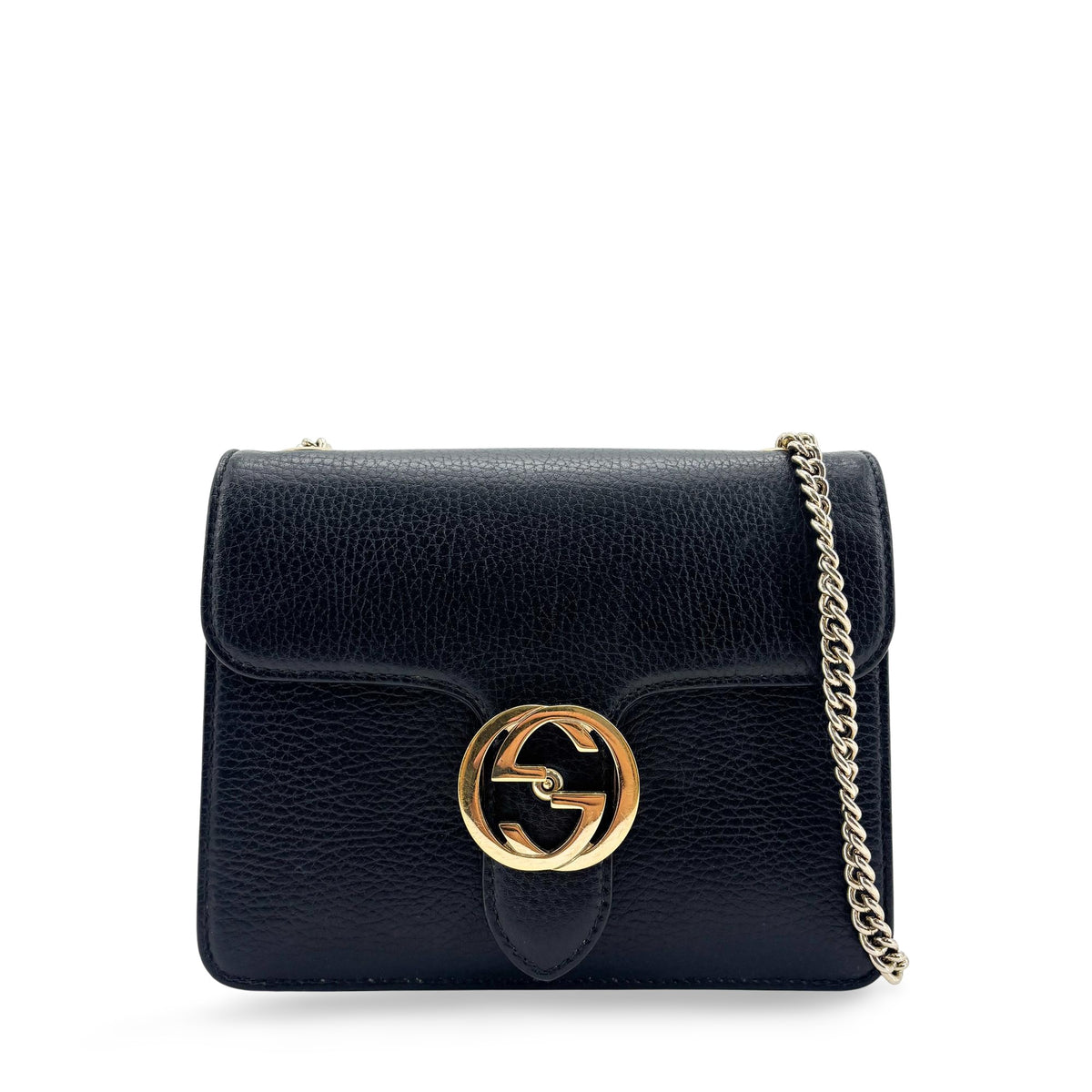 Gucci Interlocking Patent Black Leather Shoulder Bag Bag (Pre-Owned)