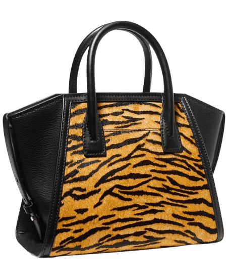 Michael Kors Tiger Brown Multi Print Calf Hair Avril Top Zip Satchel & Key Card