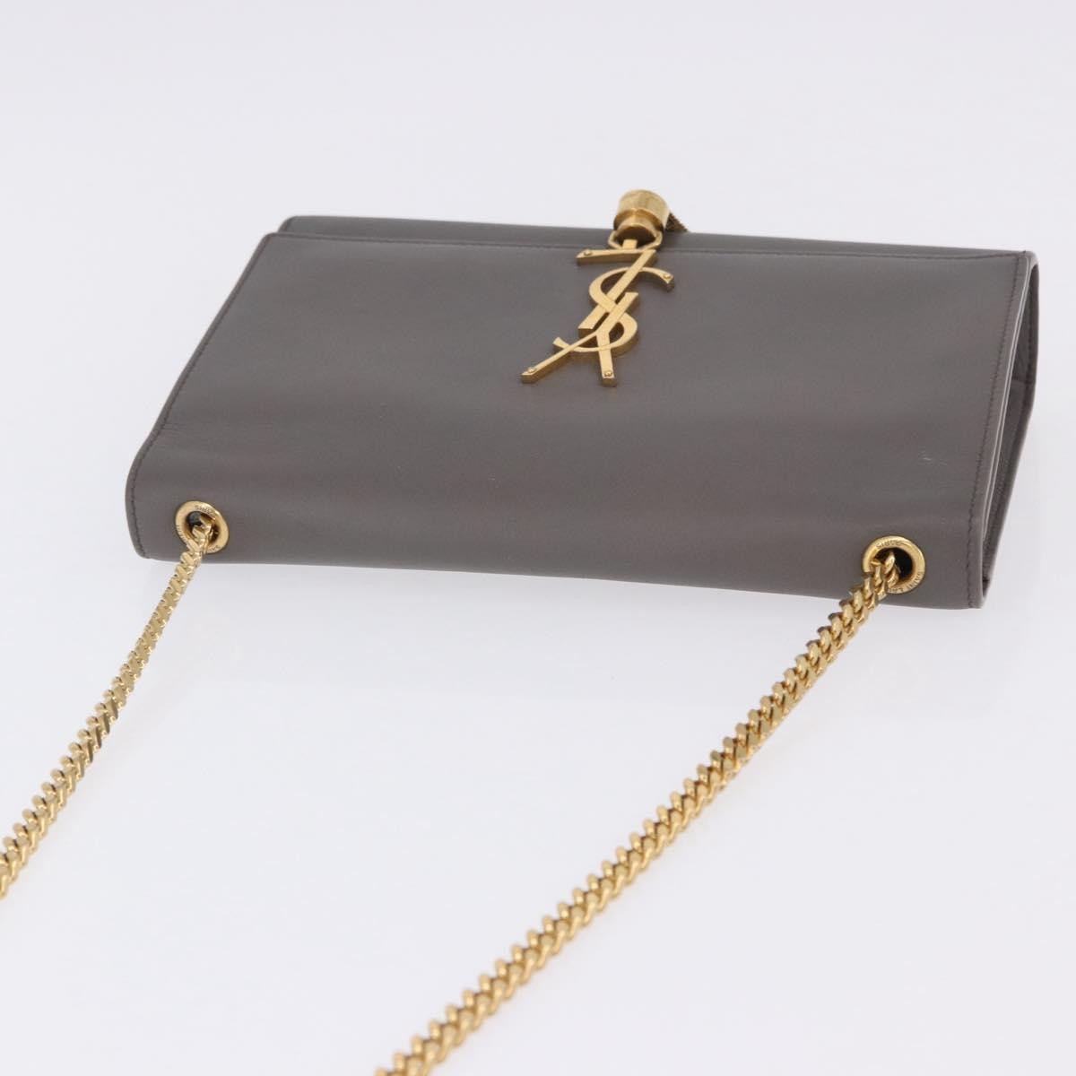 Saint Laurent Classic Monogram Tassel Leather Gray Leather Shoulder Bag Bag (Pre-Owned)