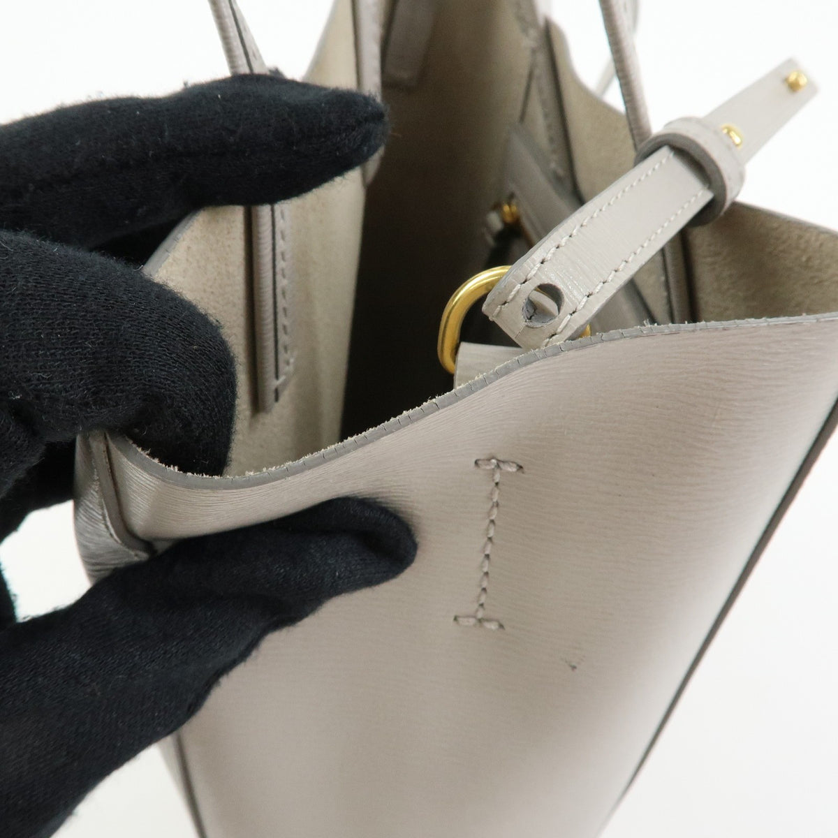 Celine Vertical Cabas Leather Beige Leather Tote Bag Bag (Pre-Owned)