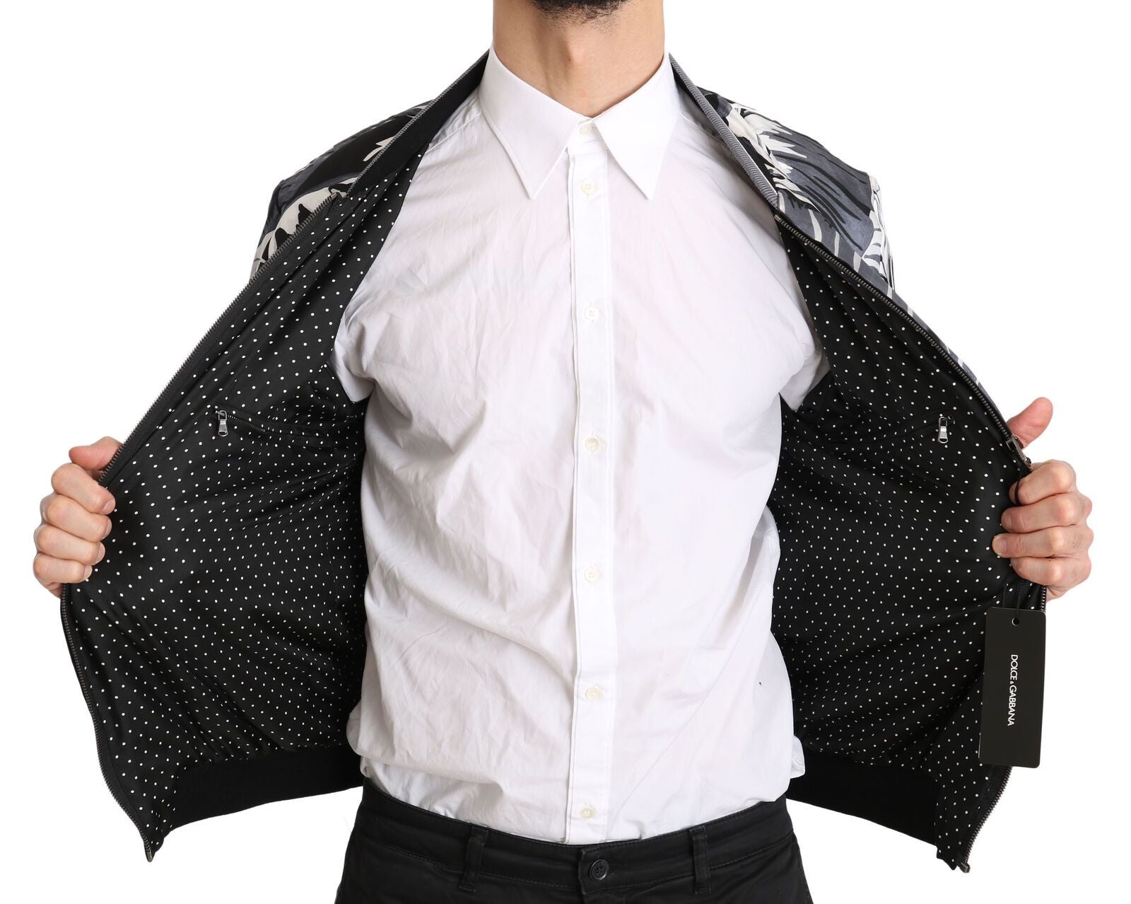 Dolce & Gabbana Elegant Banana Leaf Print Silk Bomber Men's Jacket