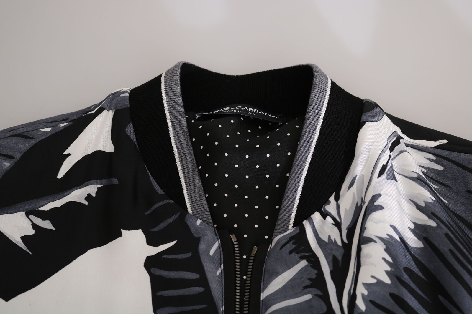 Dolce & Gabbana Elegant Banana Leaf Print Silk Bomber Men's Jacket