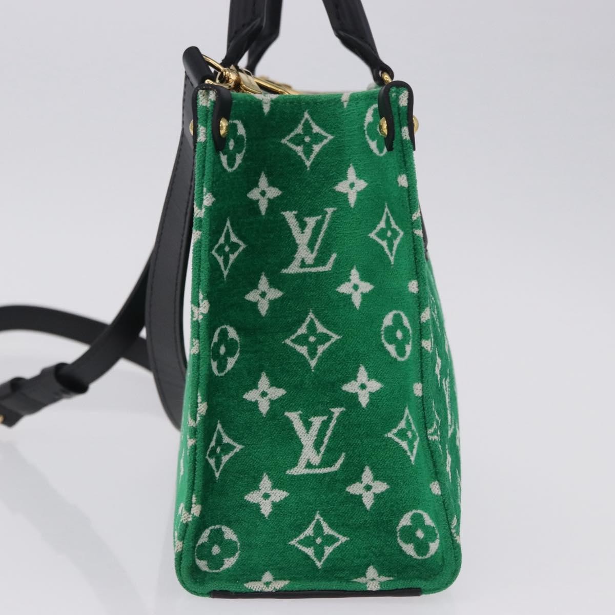 Louis Vuitton Onthego Lv Match Monogram Jacquard Velvet Green Canvas Tote Bag Bag (Pre-Owned)
