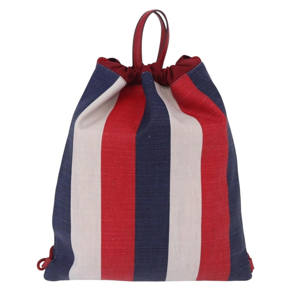 Gucci Logo Drawstring Striped Canvas Multicolour Canvas Backpack Bag (Pre-Owned)