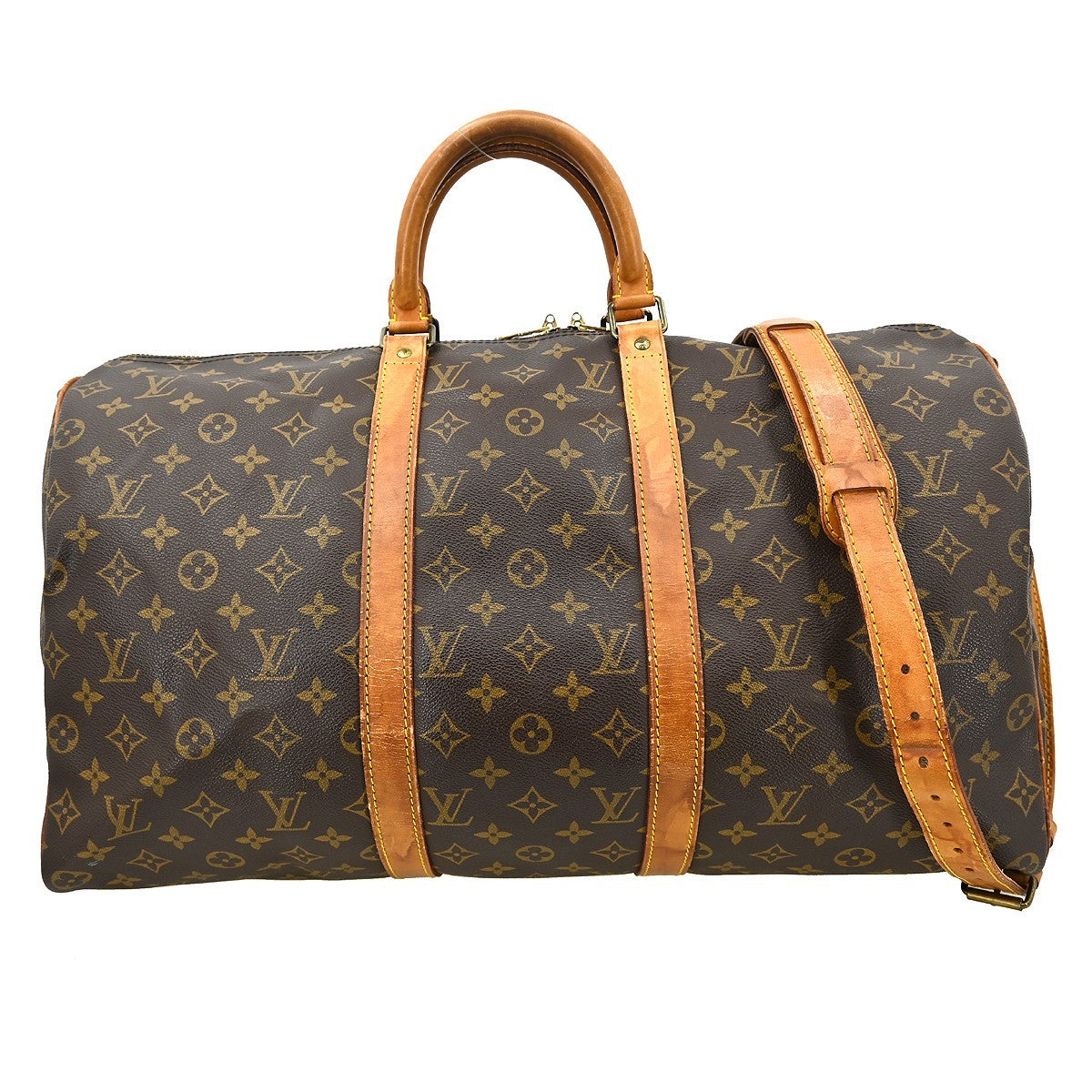 Louis Vuitton Keepall Bandoulière Monogram Brown Canvas Travel Bag Bag (Pre-Owned)