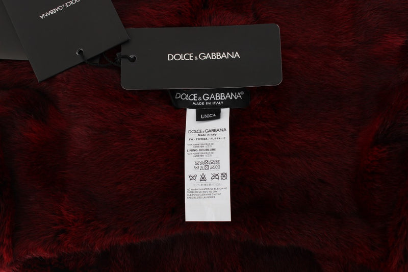 Dolce & Gabbana Bordeaux Hamster Fur Crochet Hood Scarf Women's Hat