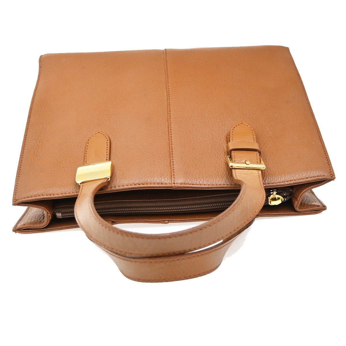 Burberry Vintage Zip Leather Brown Leather Tote Bag Bag (Pre-Owned)