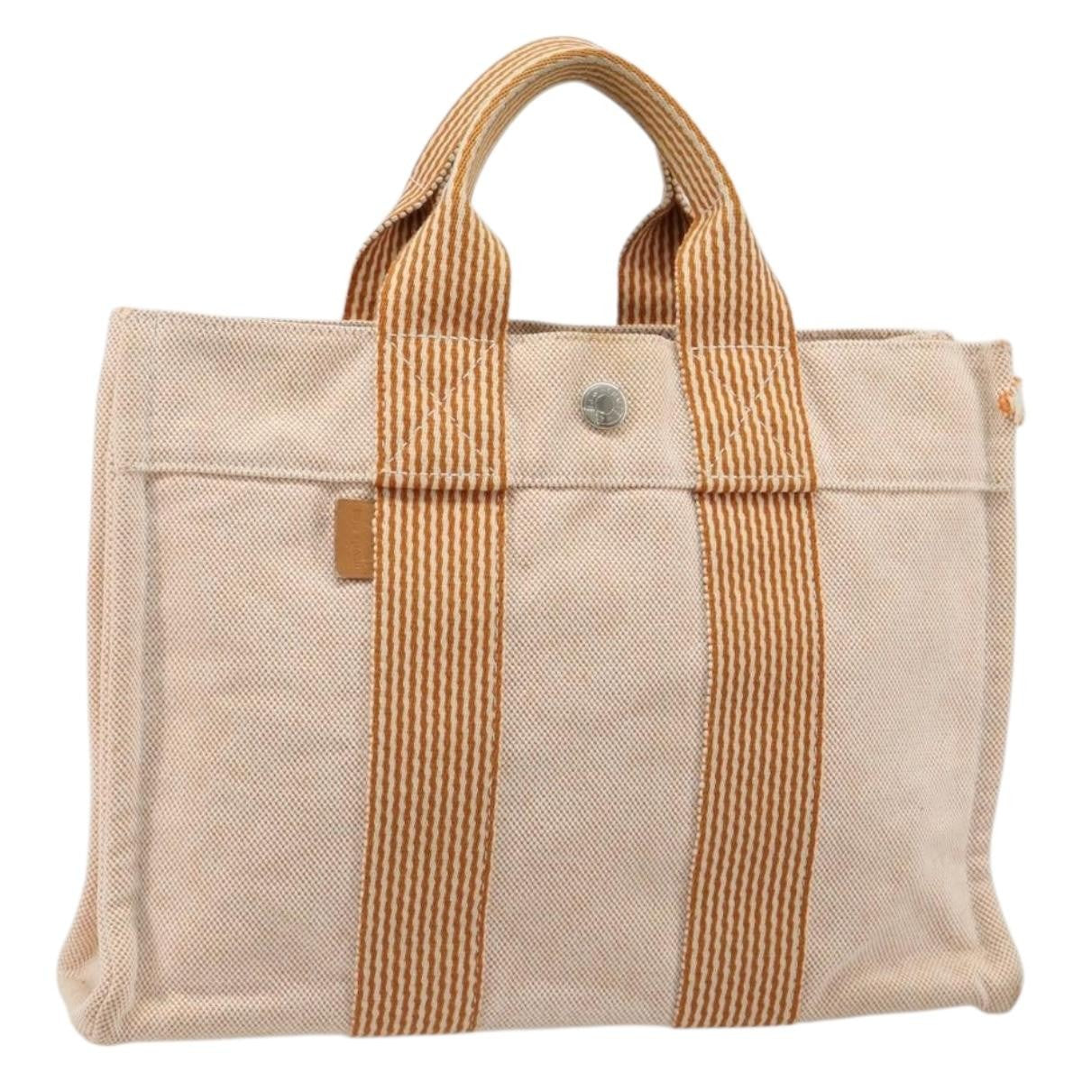 Hermes Fourre Tout Toile Orange Canvas Tote Bag Bag (Pre-Owned)