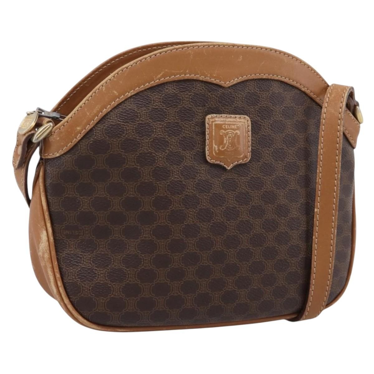 Celine Macadam Shoulder Canvas Brown Canvas Crossbody Bag Bag (Pre-Owned)