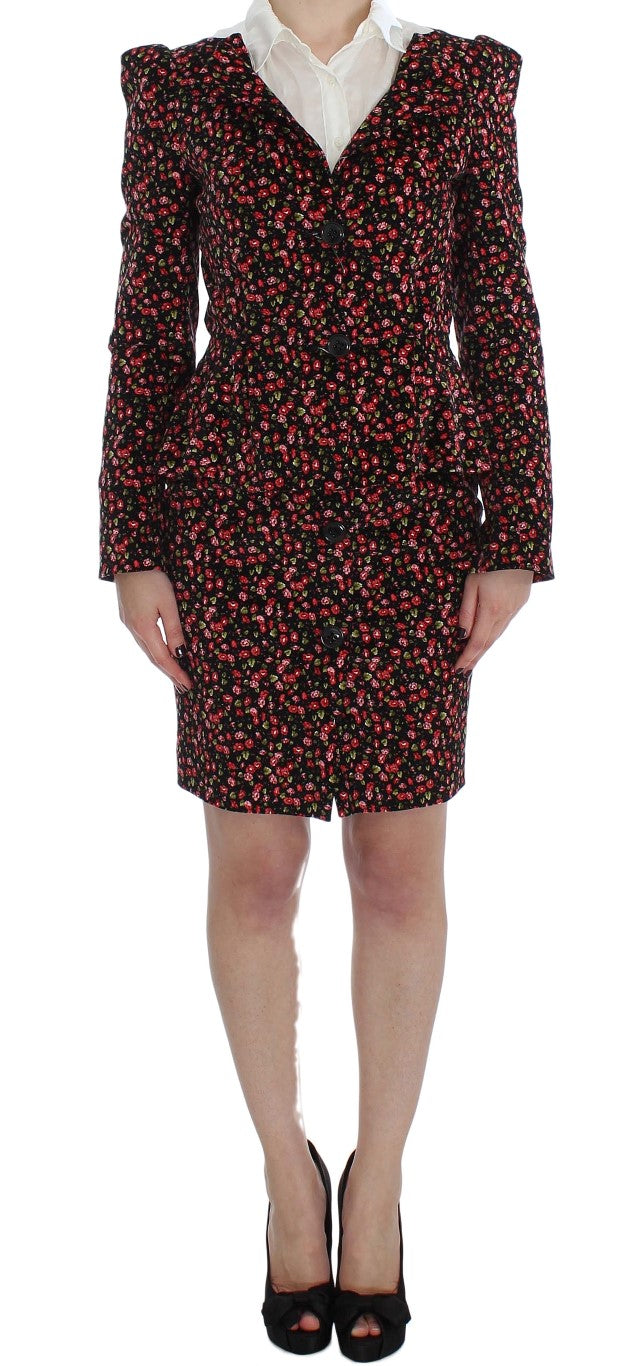 BENCIVENGA Black Multicolor Floral Women's Suit