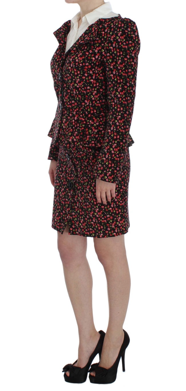 BENCIVENGA Black Multicolor Floral Women's Suit