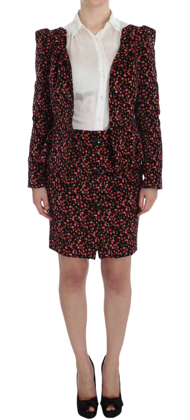 BENCIVENGA Black Multicolor Floral Women's Suit