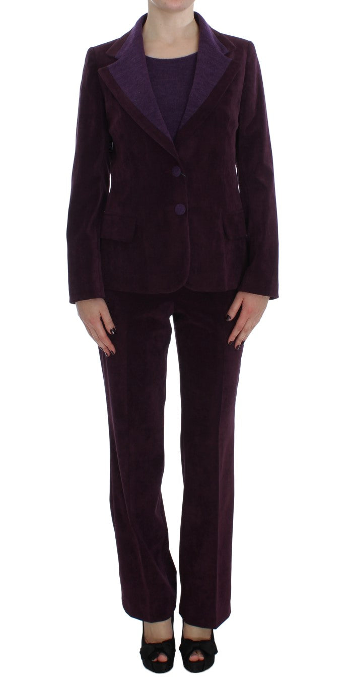 BENCIVENGA Elegant Purple Wool Blend Three Piece Suit Women's Set