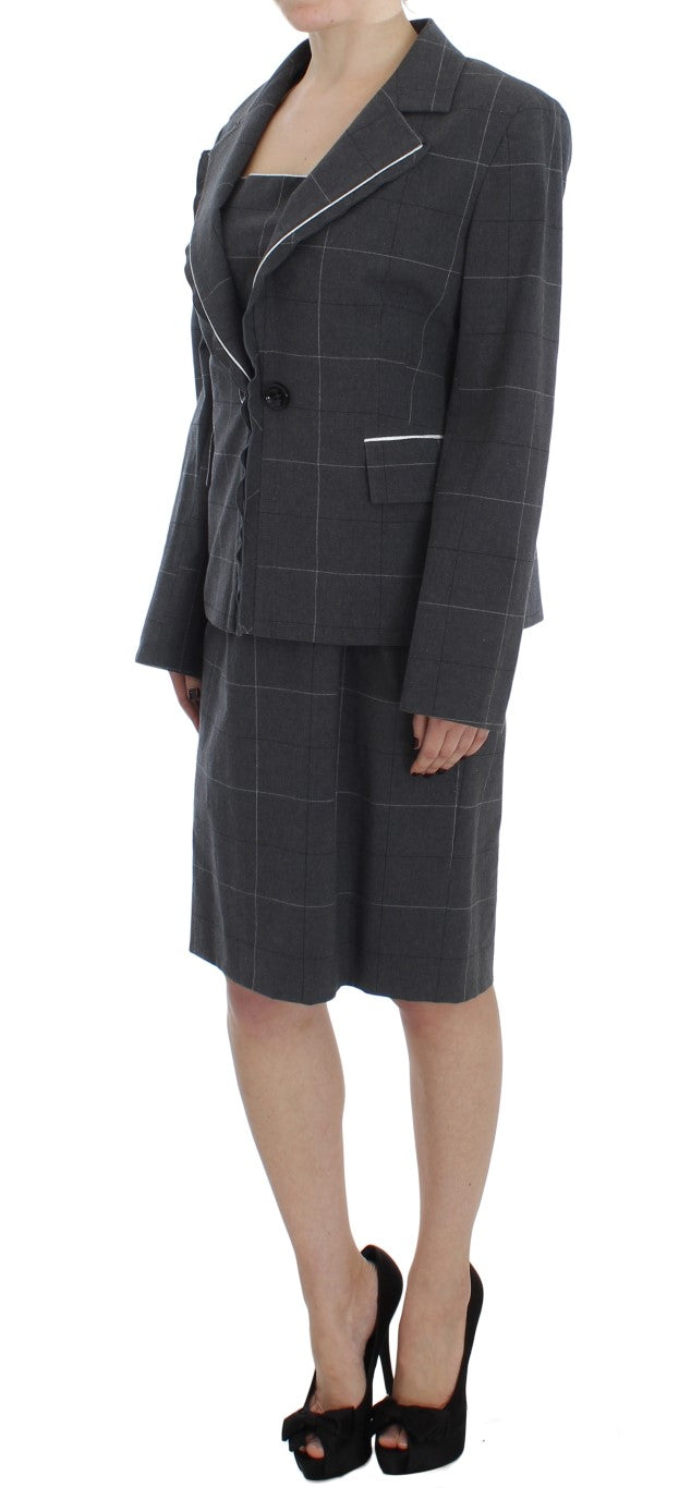 BENCIVENGA Gray Stretch Sheath Dress Suit Women's Set